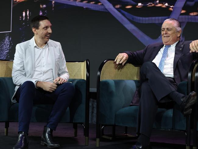 Courier Mial political editor Hayden Johnson with Rod McGeoch at the Future Brisbane event yesterday. Picture: Adam Head