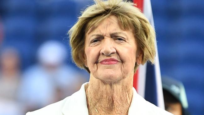 MELBOURNE, AUSTRALIA - JANUARY 28: Margaret Court looks on during a Tennis Hall of Fame ceremony on day nine of the 2020 Australian Open at Melbourne Park on January 28, 2020 in Melbourne, Australia. (Photo by Morgan Hancock/Getty Images)