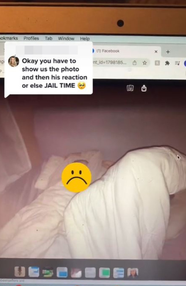 She shared the photo of him caught in the act. Picture: TikTok