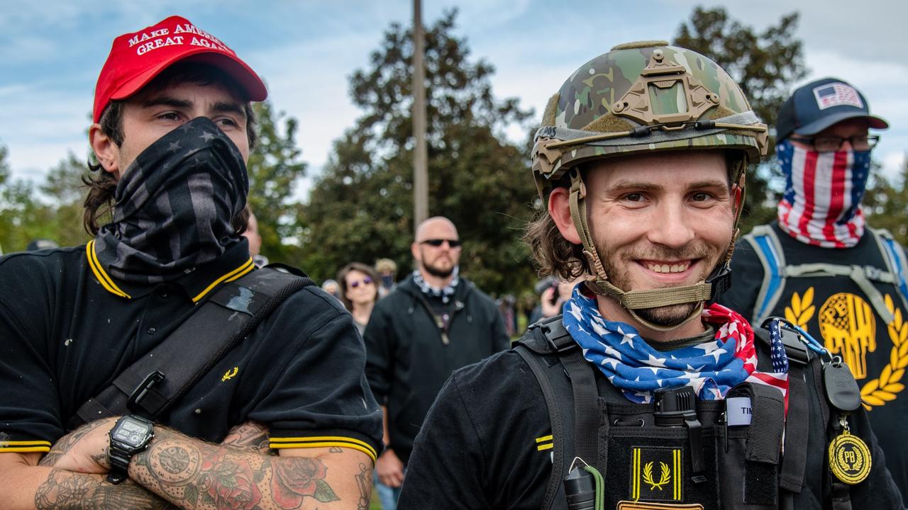 Proud Boys gather for a rally at Delta Park Vanport on September 26 in Portland, Oregon. Picture: Amy Harris/Shutterstock