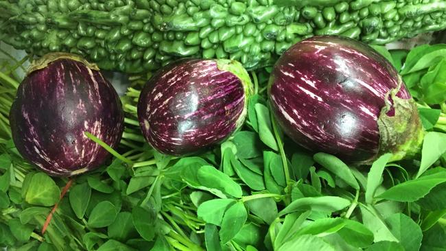 Fenugreek and baby aubergines at Radhe Wholesale and Retail