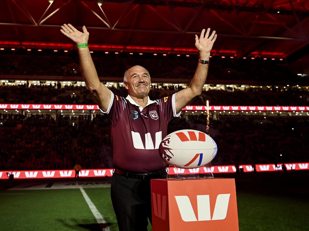 Wally Lewis celebrating another State of Origin match at The Cauldron. Picture: Gregg Porteous