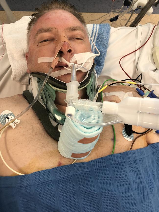 Dennis Sales, 44, was seriously injured in the crash and spent several days in a coma. Picture: Supplied