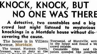 The Daily Telegraph newspaper report of the ‘haunting of Villiers St in Mortdale’.