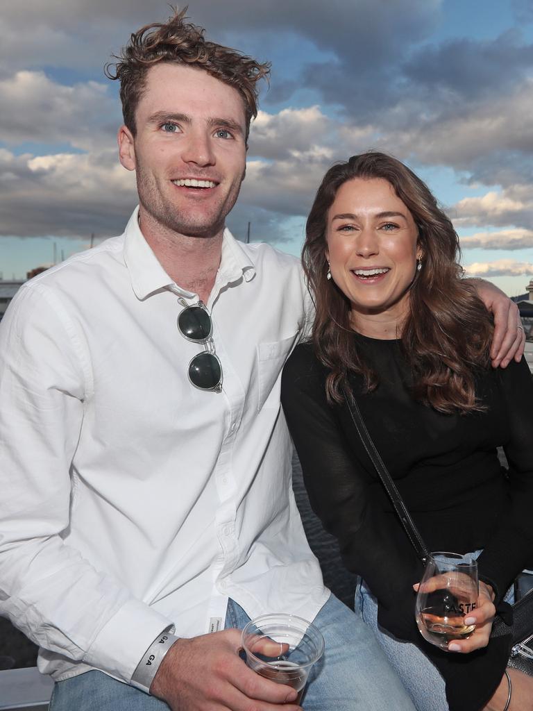 Harry and Emily Donovan enjoying the NYE party at the 2019 Taste of Tasmania. Picture: LUKE BOWDEN