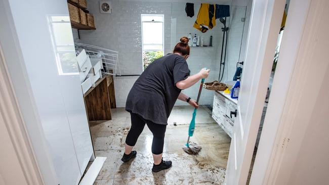 The floods hit Rhi Bentley’s Camden home and saturated the carpets and much of her furniture. Picture: Julian Andrews