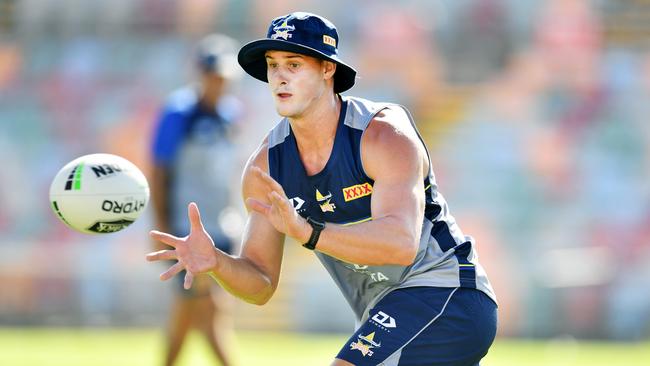 St Patrick’s alumni Mitchell Dunn during pre-season strength and conditioning training at Willows Sports Complex for the North Queensland Toyota Cowboys 2021 season. Picture: <span>Alix Sweeney</span>