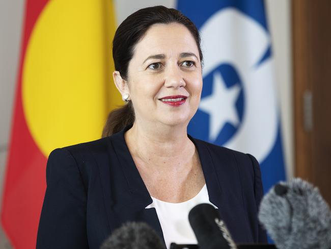 Premier Annastacia Palaszczuk addresses media at a press conference at 1 William St, Brisbane City, Brisbane, 29th of January 2021. (News Corp/Attila Csaszar)