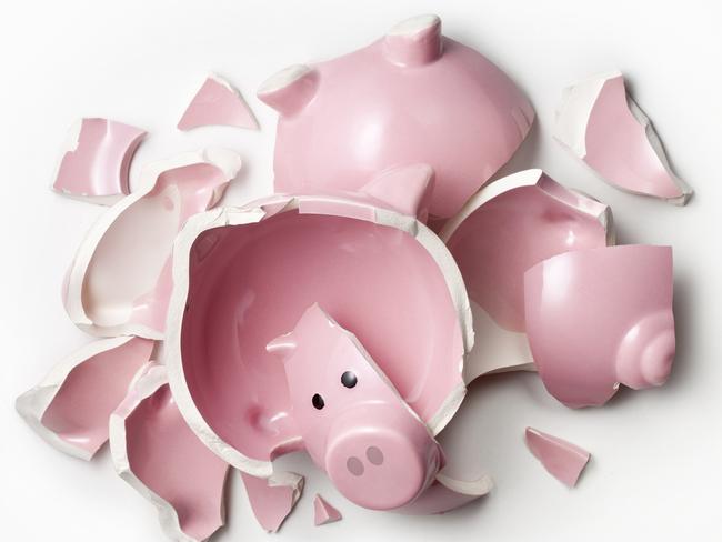 Broken piggy bank. saving withdrawing superannuation generic