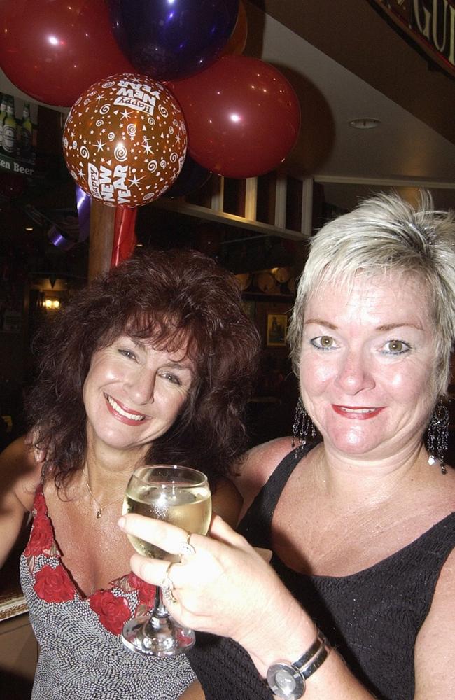 Twins Sharon Ellis and Margaret Proctor at the Mooloolaba new years eve celebrations at O'malleys in 2003. Photo Barry Leddicoat