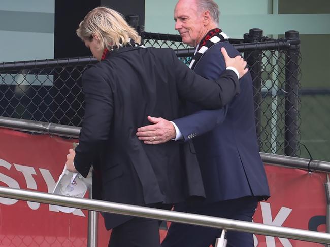 Jackson Warne hugs his grand father Keith Warne. Picture: David Caird