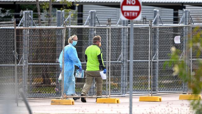 Workers at the Howard Springs Quarantine facility. Picture: Che Chorley