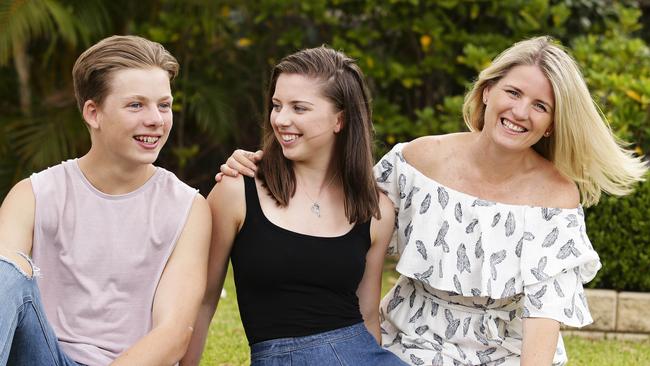 Natalie Ettingshausen with her children Cody, 14, and Tamika, 18. Picture: Justin Lloyd