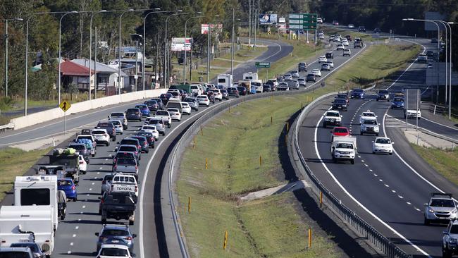 Traffic pictured on the Bruce Highway at Elimbah. The Bruce Highway is one of eight major routes expected to have traffic beyond its capacity by 2043. Picture: AAP/Josh Woning