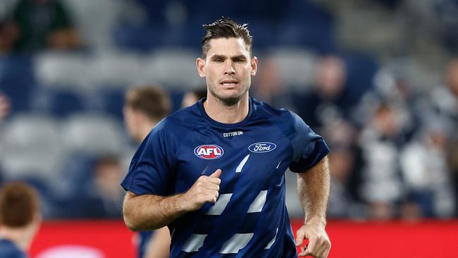 Tom Hawkins equals Geelong’s games’ record tonight. (Photo by Michael Willson/AFL Photos via Getty Images)