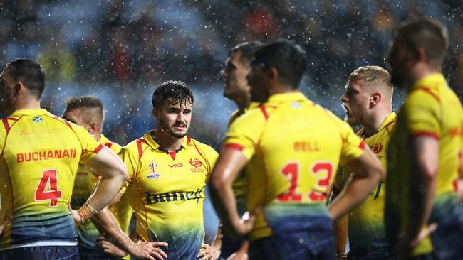 In the last six world Cup games, minnow nations have lost by an average of 52-points a game. Australia beat Scotland by 84-points. Picture: Getty