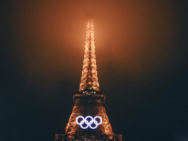 The Eiffel Tower during the Paris 2024 Olympic Games Opening Ceremony. Picture: Getty Images