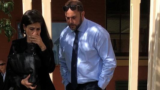 Michael Johns and his solicitor at Dungog Local Court, alleged attacked a cow on a neighbouring property in Brookfield, running it down and slitting its throat. Picture: Amy Ziniak