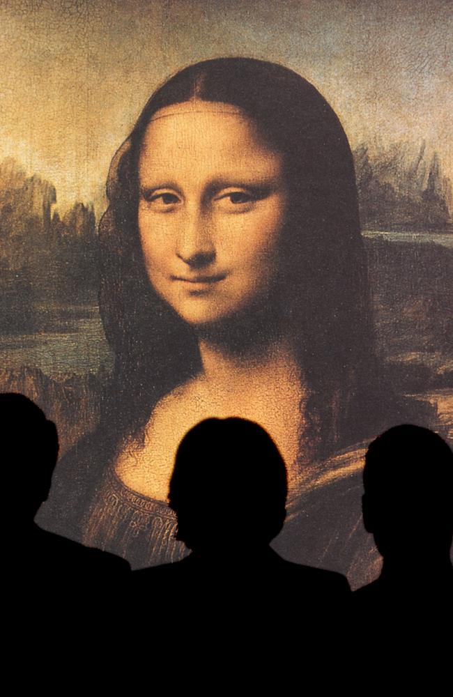 A projection of the famous portrait of Lisa del Giocondo (Mona Lisa) by Leonardo da Vinci.