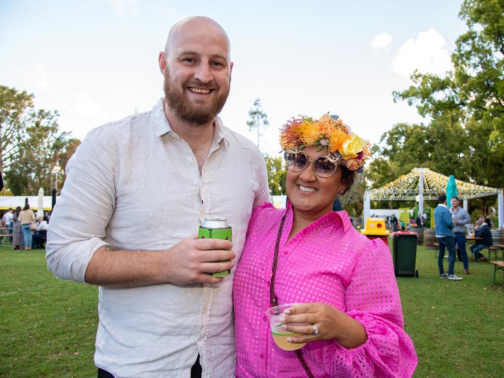 Tom O'Connor and Jules O'Sullivan. Festival of Food and Wine, Queens Park, Toowoomba Carnival of Flowers. Friday September 9, 2022 Picture: Bev Lacey