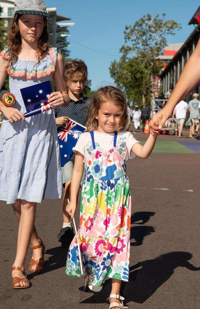 Thousands of Territorians lined the streets to show their respects for the Anzac Day parade. Picture: Pema Tamang Pakhrin