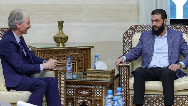 UN Special Envoy Geir Pedersen meeting with Syria’s new leader Abu Mohammed al-Jolani. Picture: AFP.