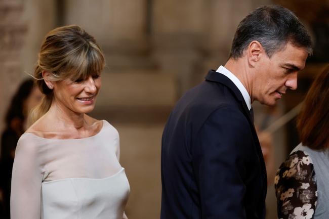 Pedro Sanchez and his wife Begona Gomez attend a Spanish royal commemoration event