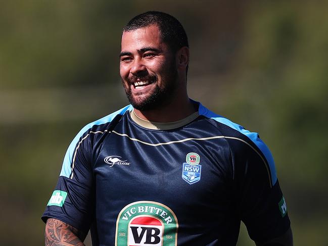 NSW's Andrew Fifita during NSW State of Origin training at Cudgen Leagues Club, Kingscliff. Picture: Brett Costello