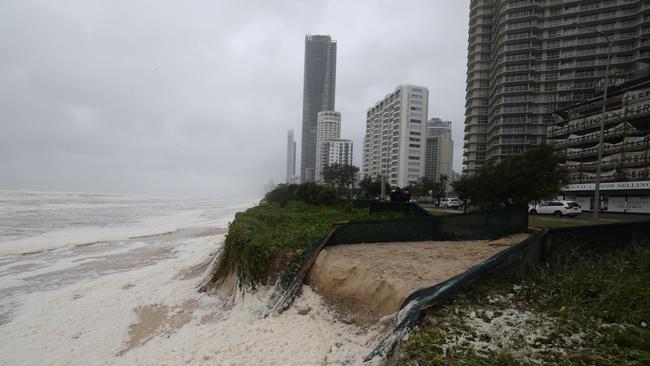 Gold Coast battered by Cyclone Alfred, as it made land. Erosion in Surfers. Picture Glenn Hampson