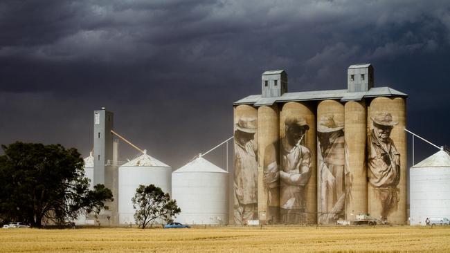 Silo art in the town of Brim, Victoria,