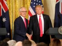 WASHINGTON DC.... US President Donald Trump and Australian Prime Minister Malcolm Turnbull hold a joint press conference in the East room at the White House in Washington DC. .   Pic Nathan Edwards