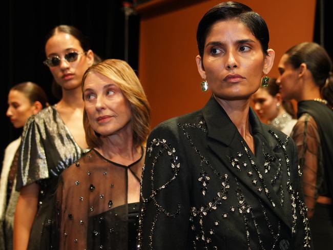 Models backstage at fashion week, presented by Pandora 2024 at Carriageworks. Picture: Getty