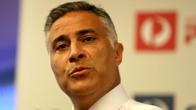 Ahmed Fahour announces his resignation at Australia Post HQ in Melbourne. (David Geraghty/The Australian)