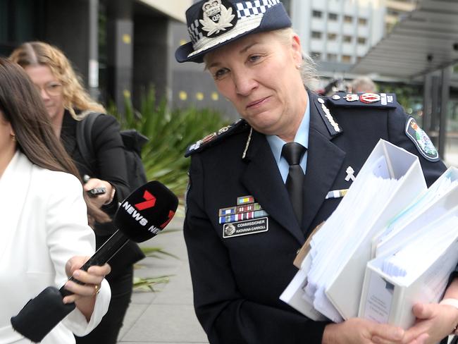 Police Commissioner Katarina Carroll at the Independent Commission of inquiry leaving the Brisbane Magistrates Court.Thursday October 6, 2022. Picture, John Gass