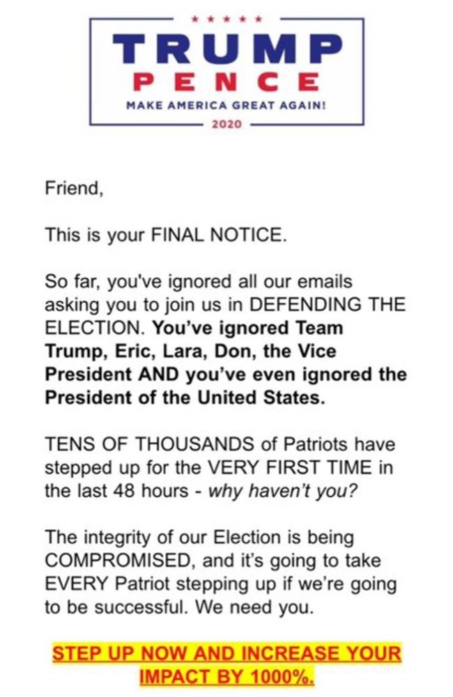 Trump fundraising emails are bombarding inboxes around the world with demands for money.