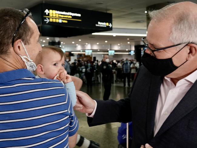 Prime Minister Scott Morrison at Melbourne Airport today. Picture: Adam Taylor