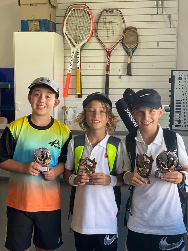 Pro One Tennis Academy’s Cody Martins, Cruz Stevens and Henri Madden.