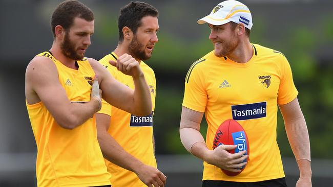 Jarryd Roughead back in training with his Hawthorn teammates.