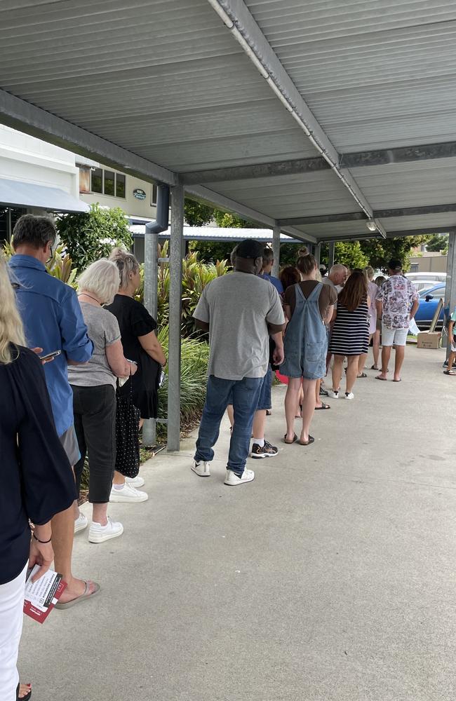 The line of voters at the Mooloolaba State School.