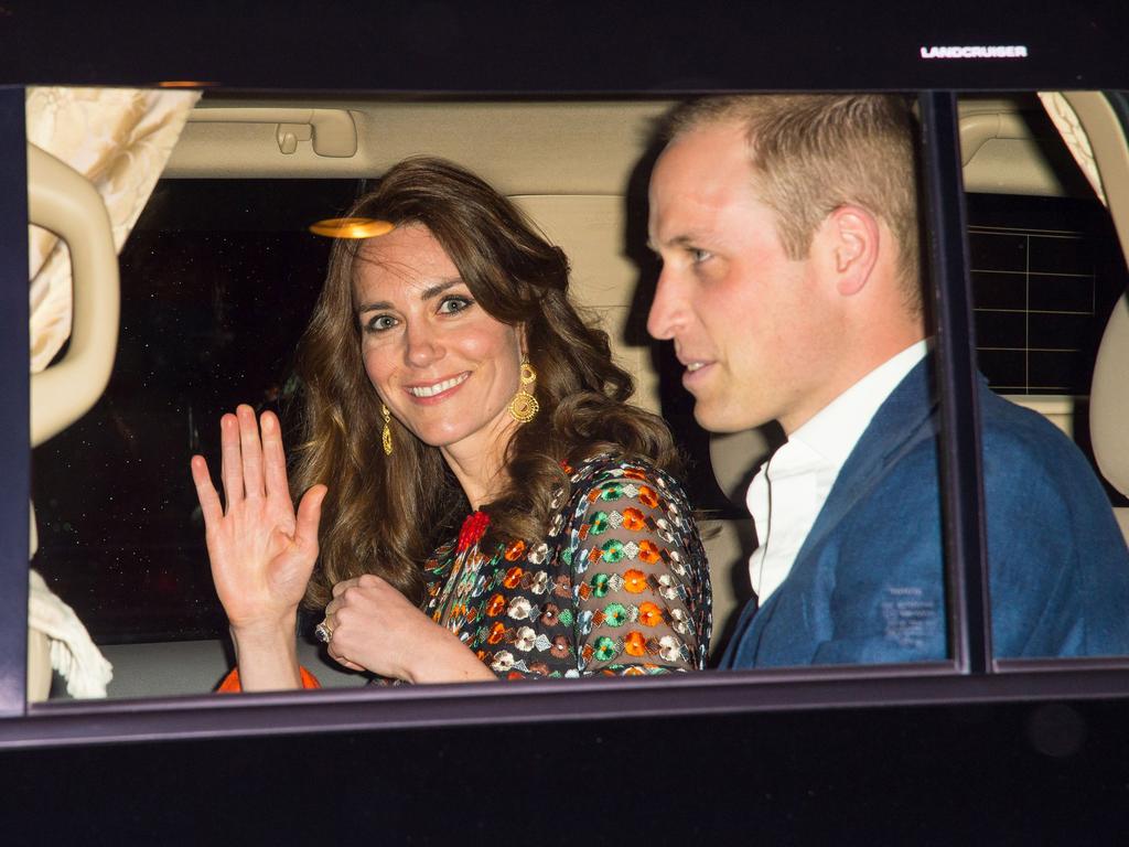 Catherine, Duchess of Cambridge and Prince William, Duke of Cambridge leave the Taj Tashi hotel to attend a dinner with King Jigme Khesar Namgyel Wangchuck and Queen Jetsun Pema on day five of the royal tour to India and Bhutan on April 14, 2015 in Thimphu, Bhutan. Picture: Getty