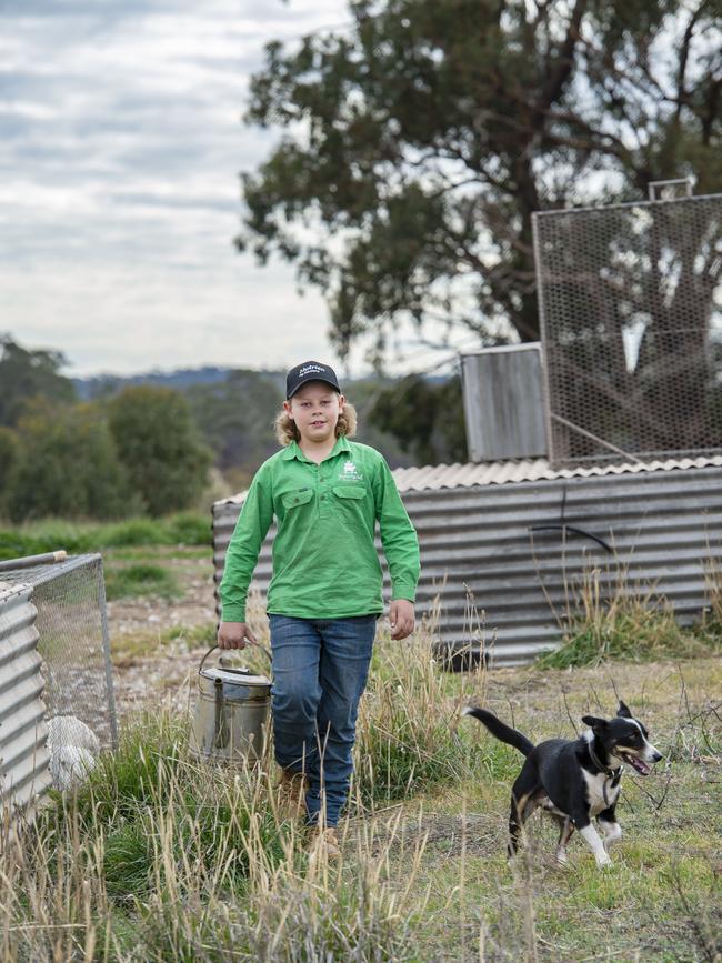 Bryce fetches water for the chicken drinkers. Picture: Zoe Phillips