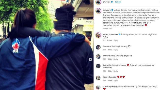 Amy Cure posted a tribute to Melissa Hoskins on Social Media