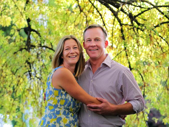 Tasmanian Premier elect Will Hodgman with his wife Nicola on the day after the election. Picture: Francis Aaron