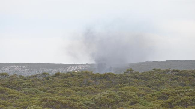 Resident footage showed plumes of smoke after Southern Launch’s third attempt at firing TiSPACE Hapith I rocket into space on September 16. Supplied: David Farlam