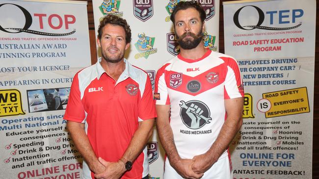 Eagles coach Ryan Gundry with captain Phil Ramage. Picture: Mike Batterham