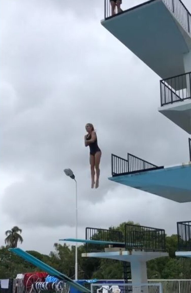 Elsa Pataky diving in Brisbane. Picture: Instagram.