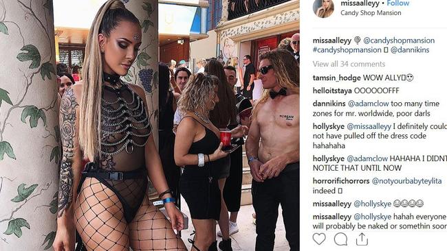 Travers Beynon held his annual Candy Shop Mansion party at his Helensvale home on Saturday with guests wearing some interesting outfits.