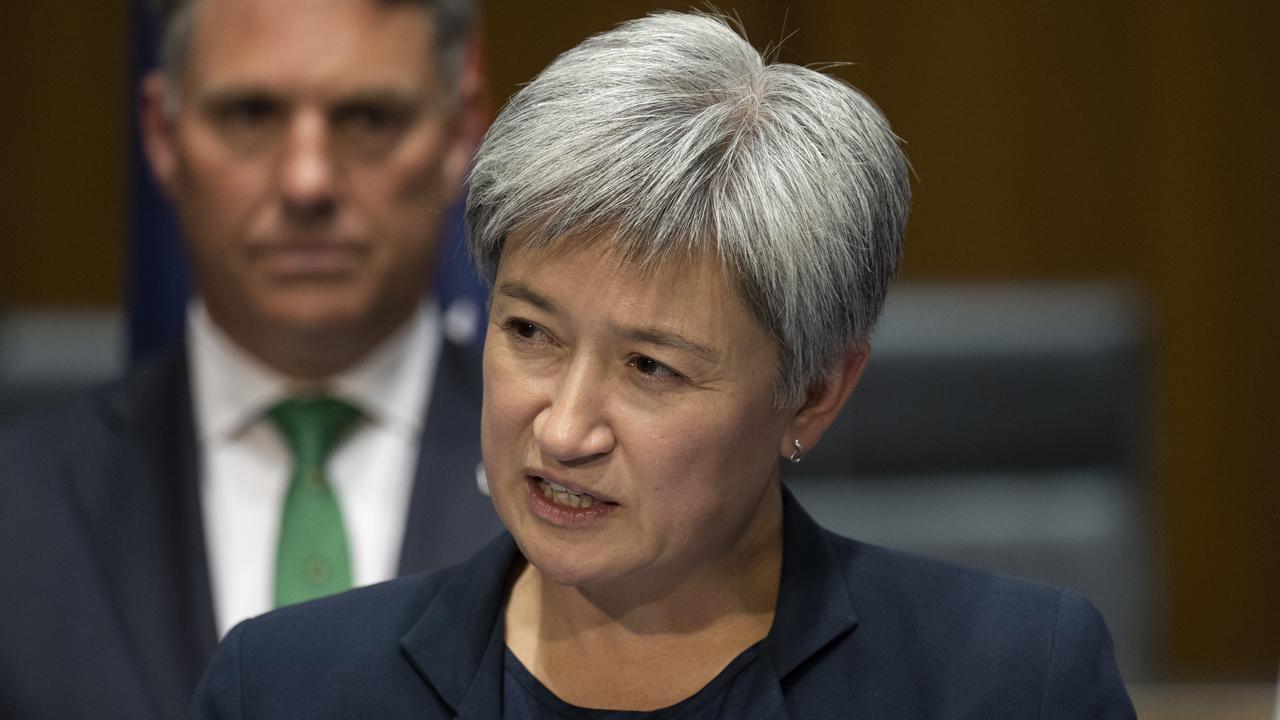 Foreign Affairs Minister Penny Wong confirmed 36 Australians and their family members, as well as citizens from six other countries, had been flown out on a RAAF C130.Picture: NCA NewsWire / Martin Ollman