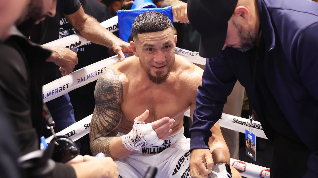 Sonny Bill Williams in his corner after his loss. Photo by Mark Evans/Getty Images.