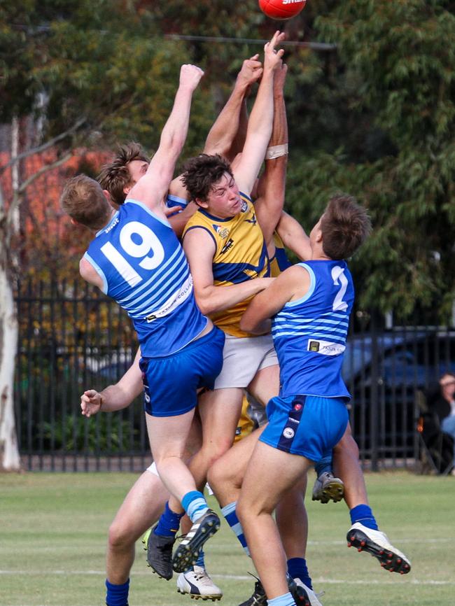 Division 2 action between Gaza and Sacred Heart Old Collegians. Pic: Supplied